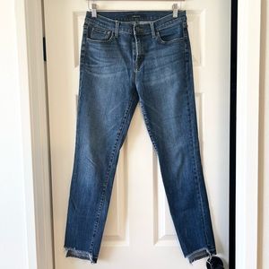 👖 J BRAND Denim - Mid Rise Skinny w/ Frayed Hem - Medium Wash - 29